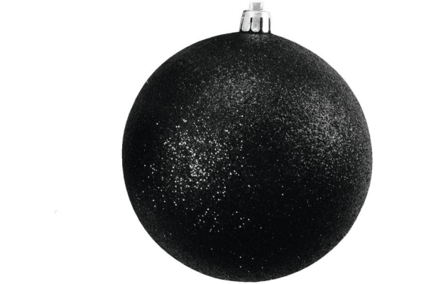 Deco Ball 10cm, black, glitter 4x