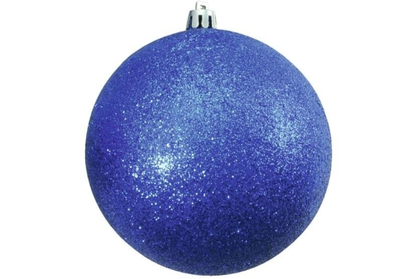 Deco Ball 10cm, blue, glitter 4x