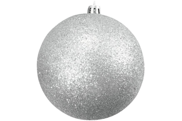 Deco Ball 10cm, silver, glitter 4x