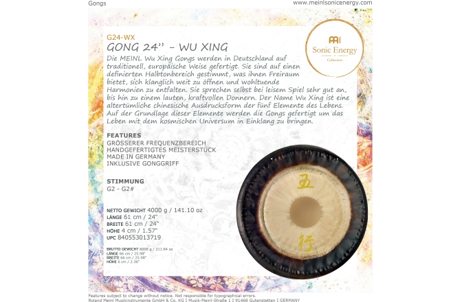 Gong  Meinl The MEINL WXG - Gong - 24" / 61 cm - G2 - G2#