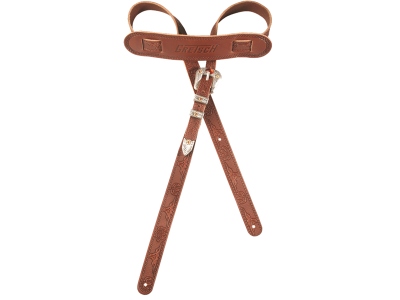 Vintage Tooled Leather Guitar Strap Walnut