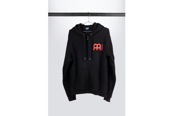 Black Hooded Jacket With White Metal-Fork Logo On Back