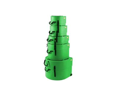 Rock/Fusion Case Set 3 - 22“ Bass Drum, 10“ Tom, 12“ Tom, 16“ Floor Tom, 14“ Snare Drum - Light Green / foam pads