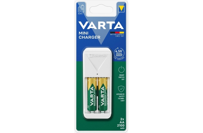 Încarcator pentru 2 baterii  Varta Mini Charger 57656 AA/AAA NiMH + 2 acumulatori AA 2100mAh