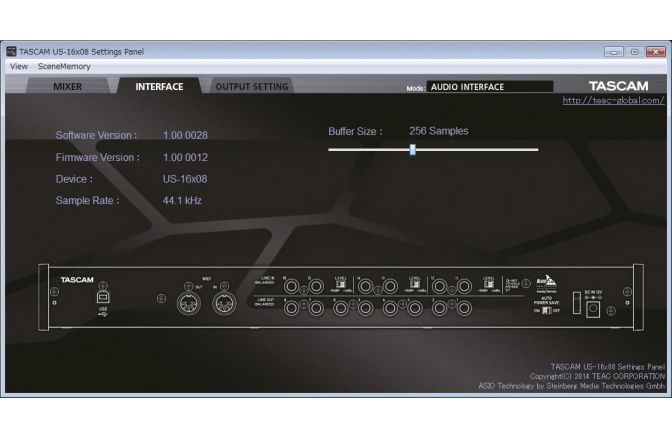 Interfata audio USB Tascam US-16X08