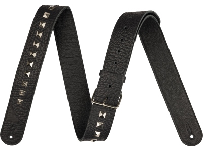 Metal Stud Leather Strap Black 2.5