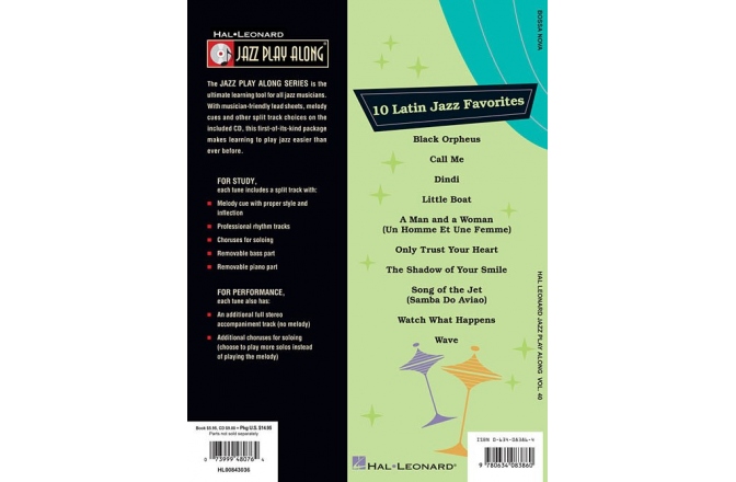 No brand Jazz Play-Along Volume 40: Bossa Nova – 10 Latin Jazz Favorites (Book/Online Audio)