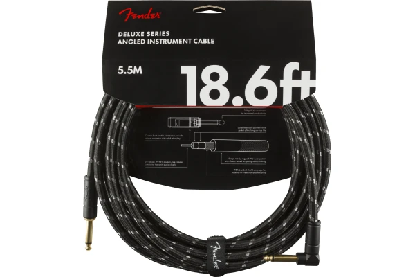 Fender Deluxe Instrument Cable, Straight/Angle, 5.5m, Black Tweed — 4