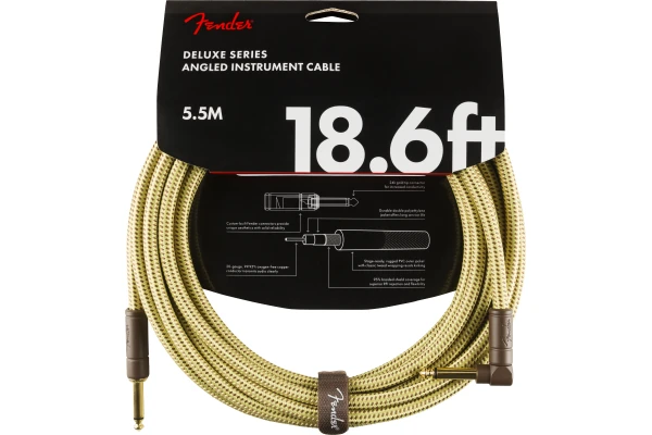 Fender Deluxe Instrument Cable, Straight/Angle, 5.5m, Tweed — 4