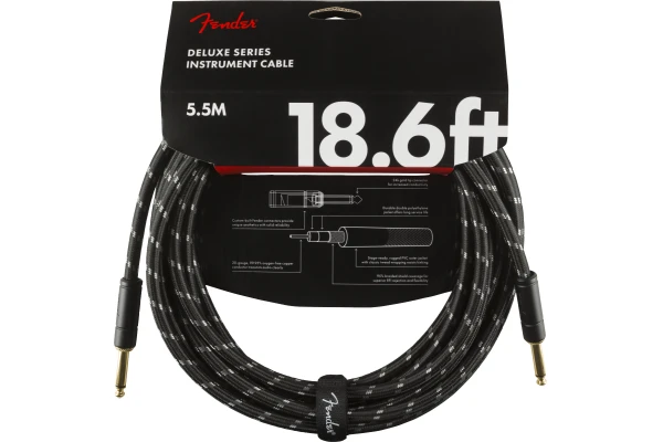 Fender Deluxe Instrument Cable, Straight/Straight, 5.5m, Black Tweed — 3