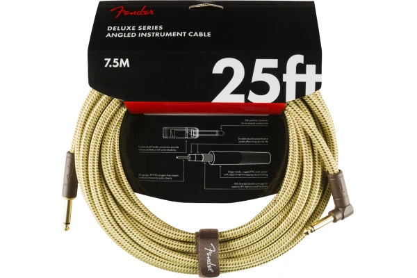 Fender Deluxe Series Instrument Cable Straight/Angle 25' Tweed — 4