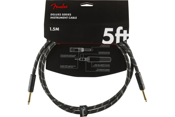 Fender Deluxe Series Instruments Cable Straight/Straight 5' Black Tweed — 3