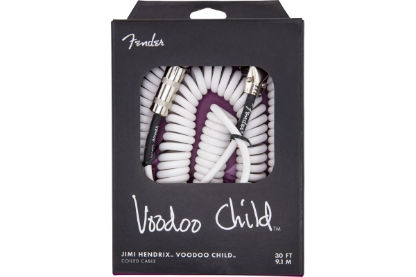 Fender Hendrix Voodoo Child Coil Instrument Cable Straight/Angle 30' White