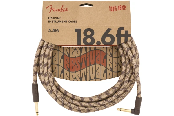 Fender Festival Instrument Cable Straight/Angle 5.5m Pure Hemp Brown Stripe — 4