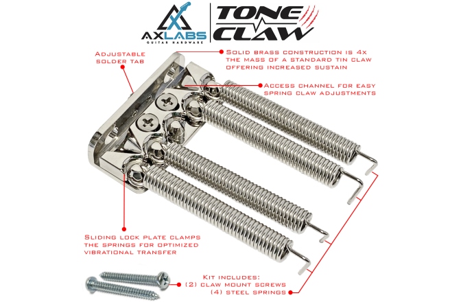 Kit accesorii bloc tremolo Floyd Rose AxLabs APTCNI - Tone Claw Locking Spring Claw, Nickel