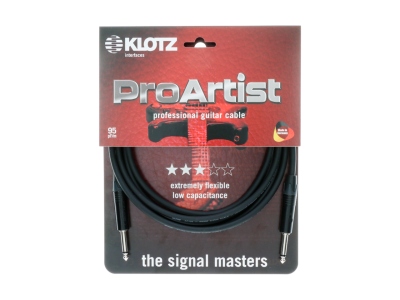 PRO ARTIST professional guitar cable with slim black chromed jacks - 6 m - straight - angled