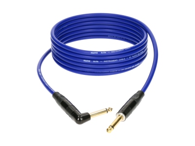 pro instrument cable with metal jack by KLOTZ - 3 m - blue - straight - angled