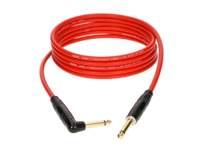 pro instrument cable with metal jack by KLOTZ - 6 m - red - straight - angled