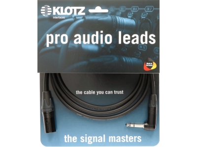 professional analog audio cable - balanced with male XLR by Neutrik® to balanced jack plug angled - 3 m
