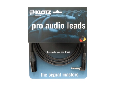 professional analog audio cable - balancedwith male XLR by Neutrik® to balanced jack plug angled - 1 m