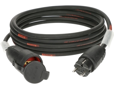 TITANEX H07RN-F power cable 3G 2.5 mm²Schuko M/F - solid rubber - 10 A - 60 m