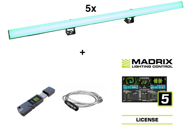 Lumini LED pentru scena Eurolite Set 5x LED PR-100/32 Pixel DMX Rail + Madrix Software