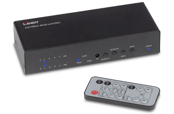 HDMI Matrix 4×2 Lindy Matrix 4x2 HDMI 4K60 38084