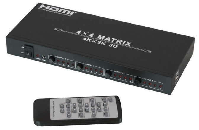 Matrice switch HDMI cu 4 intrari/4 iesiri Lindy Switch HDMI 4in/4out