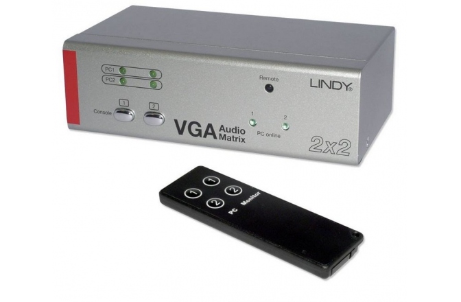 Matrice VGA / Audio cu 2x2 porturi Lindy VGA Audio Matrix 2x2