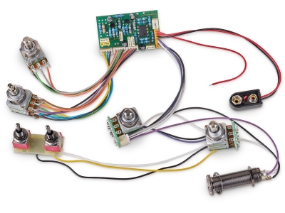  60065 - Active EQ2 Electronics For Active Pickups (Vol PP / Bal / T+B / M), w/ 2 Toggle Switches