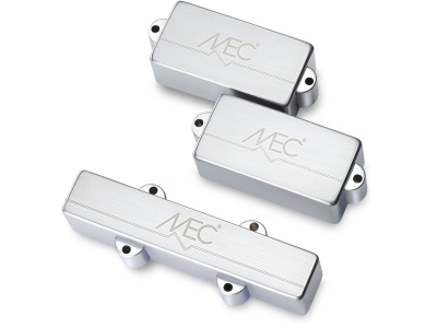  Active P/J-Style Bass Pickup Set, Metal Cover, 4-String - Brushed Chrome