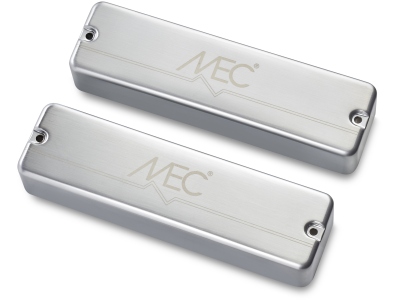  Active Soapbar Humbucker Bass Pickup Set, Metal Cover, 6-String - Brushed Chrome