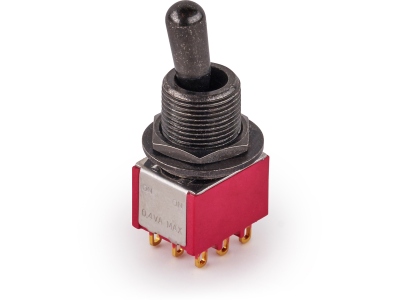  Maxi Toggle Switch, Short, Solder Lugs, ON/ON, 3PDT - Black