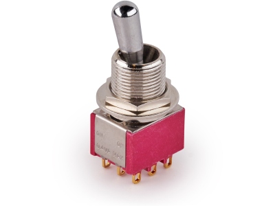  Maxi Toggle Switch, Short, Solder Lugs, ON/ON, 3PDT - Chrome