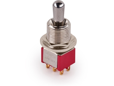  Maxi Toggle Switch, Short, Solder Lugs, ON/ON/ON, DP3T - Chrome