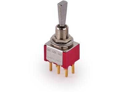  Mini Toggle Switch, Flat, Print, ON/ON/ON, DP3T - chrome