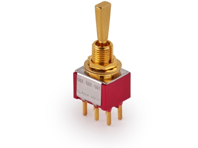  Mini Toggle Switch, Flat, Print, ON/ON/ON, DP3T - Gold