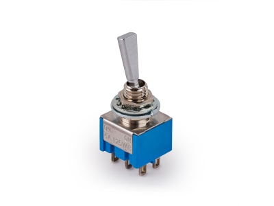  Mini Toggle Switch, Flat, Solder Lugs, ON/ON, DPDT - Chrome