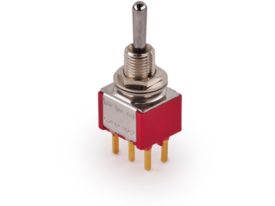  Mini Toggle Switch, Long, Print, ON/ON/ON, DP3T - Chrome