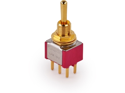  Mini Toggle Switch, Long, Print, ON/ON/ON, DP3T - Gold