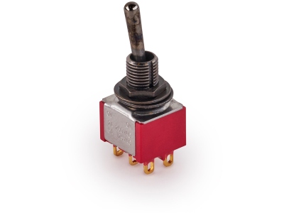  Mini Toggle Switch, Long, Solder Lugs, ON/ON, DPDT - Black
