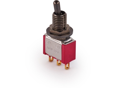  Mini Toggle Switch, Short, Solder Lugs, ON/ON, SPDT - Black