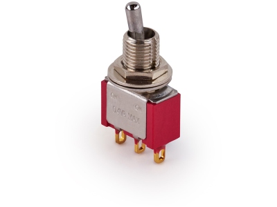  Mini Toggle Switch, Short, Solder Lugs, ON/ON, SPDT - Chrome