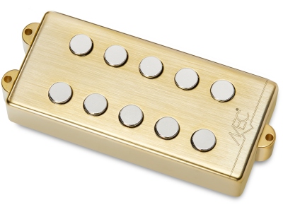  Passive MM-Style Bass Pickup, Metal Cover, 5-String, Bridge - Brushed Gold