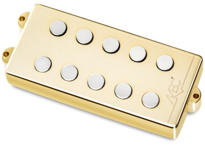  Passive MM-Style Bass Pickup, Metal Cover, 5-String, Bridge - Gold