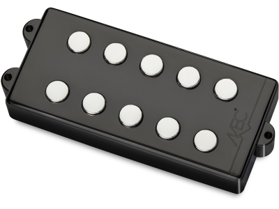  Passive MM-Style Bass Pickup, Metal Cover, 5-String, Neck - Black Chrome