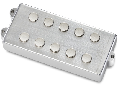  Passive MM-Style Bass Pickup, Metal Cover, 5-String, Neck - Brushed Chrome