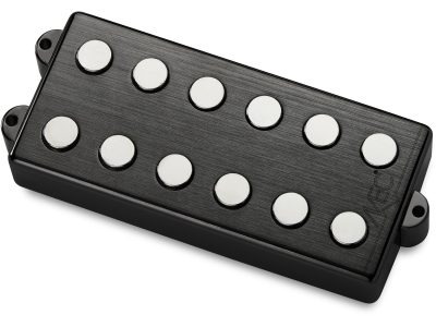  Passive MM-Style Bass Pickup, Metal Cover, 6-String, Bridge - Brushed Black Chrome