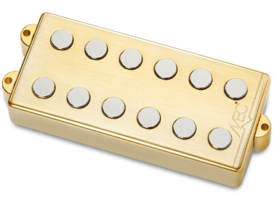  Passive MM-Style Bass Pickup, Metal Cover, 6-String, Bridge - Brushed Gold