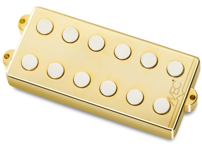  Passive MM-Style Bass Pickup, Metal Cover, 6-String, Bridge - Gold